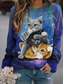 billige Hættetrøjer og sweatshirts til kvinder-Dame Sweatshirt bluse Kat 3D Beige Trykt mønster Afslappet Sport 3D-udskrivning Aktiv Gade Hættetrøjer Sweatshirts Marineblå Brun Kaffe / Dyr