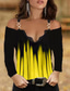 ieftine Tricouri Damă-Pentru femei Tricou Designer Manșon Lung Gradient de culoare Grafic Geometric Tipărire 3D În V Casual Zilnic Imprimeu Îmbrăcăminte Îmbrăcăminte Designer Epocă Sexy Albastru piscină Galben Roșu-aprins