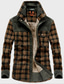 voordelige Herenjacks &amp; jassen-heren plaid fleece outdoor winter dikke fuzzy sherpa gevoerd button down corduroy flanellen overhemd jas bruin