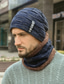 billige Hatter til herrer-2stk/sett vinterlue skjerfsett varm strikket lue halsvarmer med tykk fleecefôret vinterlue og skjerf for menn kvinner