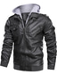 cheap Men’s Furs &amp; Leathers-Men&#039;s Bomber Jacket Faux Leather Jacket Biker Jacket Winter Vintage Brown Gray Black
