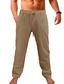 abordables Sarouels-pantalons de yoga en lin pour hommes pantalons décontractés en coton slim pleine longueur - pantalons de plage de yoga avec cordon de serrage léger lâches pantalons d&#039;entraînement - 7 couleurs