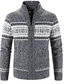 cheap Men&#039;s Cardigan Sweater-mens autumn winter knitted sweater stand collar cardigan full zip thick warm coat stripes casual slim fit jacket