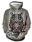 cheap Graphic Hoodies-Men&#039;s Hoodie Sweatshirt Print Streetwear Designer Casual Graphic Owl Blue Royal Blue Gray Black Print Hooded Casual Daily Long Sleeve Clothing Clothes Regular Fit