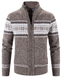 Недорогие кардиган мужской свитер-Мужской осенне-зимний вязаный свитер с воротником-стойкой, кардиган на молнии, толстое теплое пальто в полоску, повседневная приталенная куртка