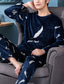billiga Pyjamas-Herr Pyjamas Vardagsklädsel Uppsättningar Sovkläder 1set Tecknat Plysh Mode Mjukt Hem Säng Flanell Rund hals Långärmad Byxa Grundläggande Höst Vinter 1# 2#
