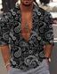 Χαμηλού Κόστους Ανδρικά πουκάμισα με στάμπα-Ανδρικά Πουκάμισο Στάμπα Φλοράλ Γραφική Γιακάς Causal Καθημερινά 3D εκτύπωση Κουμπί-Κάτω Μακρυμάνικο Άριστος Υψηλής Ποιότητας Καθημερινό Μοντέρνα Άνετο Λευκό Μαύρο Ρουμπίνι