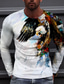 ieftine Tricouri 3D Bărbați-Bărbați Tricouri Tricou Cămașă Designer Manșon Lung Grafic Vultur Tipărire 3D Stil Nautic Zilnic Concediu Imprimeu Îmbrăcăminte Îmbrăcăminte Designer Casual Mare si inalt Alb Albastru piscină Mov