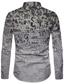 billiga Skjortor med tryck för män-Herr Skjorta Tryck Grafisk Bokstav Krage Ledigt Dagligen 3D-utskrift Button-Down Långärmad Normal Blast Designer Ledigt Mode Vintage Grå