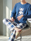 billige Pyjamas-Herre Pyjamas lounge Sett Nattøy 1set Tegneserie Mote Myk Hjem Seng Bomull Crew-hals Langermet Bukse Grunnleggende Høst Vinter 1# 2#