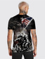 cheap Men&#039;s 3D T-shirts-Men&#039;s T shirt Tee Designer Summer Short Sleeve Graphic Eagle National Flag Print Crew Neck Daily Holiday Print Clothing Clothes Designer Casual Big and Tall Black