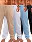 levne Harémové kalhoty-pánské plátěné kalhoty na jógu ležérní bavlněné úzké kalhoty plné délky - volné lehké kalhoty na jógu plážové se stahovací šňůrkou kalhoty na cvičení - 7 barev