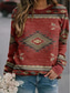 billiga Huvtröjor och sweatshirts till dam-Dam Huvtröja Tröja Foto Färg Rund hals Beige Casual Helgdag Geometrisk Etnisk Kläder Pull Tröjor