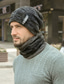 billiga Huvudbonader för herrar-2st/set vintermössmössor scarfset varm stickad mössa halsvärmare med tjock fleecefodrad vintermössa och halsduk för män kvinnor