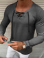 cheap Men&#039;s Casual Shirts-Men&#039;s Shirt Solid Colored V Neck Casual Daily Drawstring Long Sleeve Tops Cotton Casual Fashion Breathable Comfortable White Black Gray