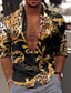 baratos camisas 3d masculinas-Homens Camisa Social Impressão 3D Floral Correntes Impressão Colarinho Casual Diário Impressão 3D Botão para baixo Manga Longa Normal Blusas Casual Moda Confortável Amarelo