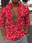 abordables Camisas estampadas para hombre-Hombre Camisa Print Floral Graphic Cuello Casual Diario Impresión 3D Abotonar Manga Larga Tops Design Casual Moda Cómodo Blanco Negro Rojo