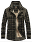 זול ג&#039;קטים ומעילים לגברים-מעיל פליז משובץ לגברים בחורף עבה עם שרפוף עבה ומרופדת חולצת פלנל בצבע קורנוי חום