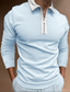 זול פולו קלאסי-חולצת גולף לגברים בצבע אחיד צווארון רחוב יומי רוכסן חולצות שרוולים ארוכים חולצות כותנה בגדי ספורט קז&#039;ואל אופנה נוחה כחול/סתיו/חורף/קיץ
