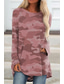 זול טישרטים לנשים-בגדי ריקוד נשים חולצה קצרה מעצב להסוות צבע הסוואה עיצוב שרוול ארוך צווארון עגול יומי דפוס בגדים בגדים מעצב בסיסי פול אפור סגול