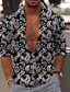 billige Skjorter med tryk til mænd-Herre Skjorte Trykt mønster Blomstret Grafisk Krave Afslappet Daglig 3D-udskrivning Knap ned Langærmet Toppe Designer Afslappet Mode Bekvem Hvid Sort Rød