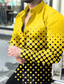 cheap Men&#039;s Printed Shirts-Men&#039;s Shirt Polka Dot Turndown Street Daily Button-Down Print Long Sleeve Regular Fit Tops Designer Casual Fashion Breathable Yellow