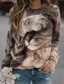 ieftine Hanorace Damă-Pentru femei Hanorca Trage pe dreapta Pisica #D Bej Imprimeu Casual Sport Tipărire 3D Activ Șic Stradă Hanorace hanorace Bleumarin Maro Cafea / Animal