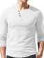 cheap Men&#039;s Henley Shirts-Men&#039;s T shirt Tee Solid Color Round Neck Daily Outdoor Button-Down Long Sleeve Tops Simple Fashion Sports Green White Black