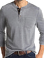 cheap Men&#039;s Henley Shirts-Men&#039;s T shirt Tee Henley Shirt Sports Fashion Simple Long Sleeve Army Green Khaki Dark Gray Gray White Black Solid Color Round Neck Button Down Collar Outdoor Daily Button-Down Clothing Clothes 1pc