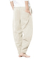 billige linbukser-herre haremsbukser cropped bukser lommer snøring elastisk midje baggy bloomers uformelle ensfargede yogabukser lettvekts løs solid farge