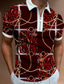 cheap Men&#039;s Printed Shirts-Men&#039;s Golf Shirt Chains Print Collar Street Casual Zipper Print Short Sleeve Tops Sportswear Casual Fashion Streetwear Red / Summer