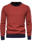 levne pánský pulovrový svetr-pánský pulovr svetr svetr žebrovaný úplet zkrácený pletený jednobarevný výstřih stylový základní denní dovolená podzim zima červená hnědá černá s m l / dlouhý rukáv