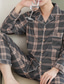 baratos Pijamas-Homens Pijamas Loungewear Conjuntos Roupa de Dormir Grade / xadrez Moda Simples Conforto Casa De Cama Algodão Lapela Manga Longa Calça Primavera Outono Azul Cinzento Escuro