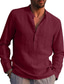 זול חולצות קז&#039;ואל לגברים-חולצת גברים כיס בצבע אחיד בסגנון רשמי בסגנון מודרני סגנון מודרני שרוולים ארוכים חולצות רחוב בכושר רגיל כותנה בסגנון מודרני קל משקל חופשה קז&#039;ואל צווארון V כחול בהיר יין אדום אפור חולצות קיץ