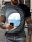halpa Miesten 3D-T-paidat-Miesten T-paita 3D Print Pilviä Pyöreä kaula-aukko Musta Keltainen Sininen Purppura Apila 3D-tulostus ulko- Katu Lyhythihainen Painettu Vaatetus Urheilu Muoti Suunnittelija Urheiluasut