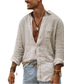 baratos camisas masculinas casuais-Verão masculino novo estilo cor sólida manga comprida camisa de algodão de botão fino de rua tamanho grande camisa masculina casual europeia