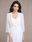 cheap Wedding Guest Wraps-Shawls Bolero Ladies Elegant Casual Daily 3/4 Length Sleeve Chiffon Wedding Guest Wraps With Pure Color For Wedding Spring &amp; Summer dress to impress 2025