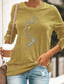 Χαμηλού Κόστους Γυναικεία T-Shirts-Γυναικεία Μπλουζάκι Υψηλής Ποιότητας Καυτή σφράγιση Γάτα Γραφική Σχέδιο Μακρυμάνικο Στρογγυλή Λαιμόκοψη Καθημερινά Στάμπα Ρούχα Ρούχα Υψηλής Ποιότητας Βασικό Πράσινο του τριφυλλιού Μαύρο Θαλασσί