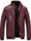 cheap Men&#039;s Jackets &amp; Coats-Men&#039;s Faux Leather Jacket Durable Daily Wear Vacation To-Go Zipper Standing Collar Comfort Leisure Jacket Outerwear Solid / Plain Color Zipper Pocket Black Red Brown / Winter