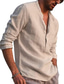 billige fritidsskjorter for menn-herreskjorte ensfarget lomme formell stil moderne stil langermet street regular fit topper bomull moderne stil lett tilfeldig ferie v-hals lyseblå vinrød grå sommerskjorter