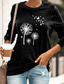cheap Women&#039;s T-shirts-Women&#039;s T shirt Tee Designer Hot Stamping Graphic Butterfly Dandelion Design Long Sleeve Round Neck Daily Print Clothing Clothes Designer Basic Black Blue Yellow