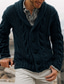 billige cardigan sweater til mænd-Herre Bluse Cardigan Jumper Strikke Strikket Helfarve V-hals Stilfuld Vintage Stil Daglig Efterår Vinter Lysegrå Mørkegrå S M L / Langærmet