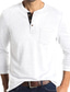 cheap Basic Henley-Men&#039;s T shirt Tee Henley Shirt Long Sleeve White Black Gray Army Green Khaki Dark Gray Solid Color Stand Collar Casual Daily Button-Down Clothing Clothes Lightweight Casual Classic