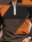 preiswerte Poloshirt mit langen Ärmeln-Herren Poloshirt T Shirt Golfhemd Zip Modisch Cool Casual Winter Langarm Blau Gelb Orange Marineblau Schwarz Geometrisch Farbblock 3D-Druck Kragen Zip Outdoor Casual Zip Bedruckt Kleidung Modisch