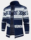 ieftine pulover cardigan pentru bărbați-Bărbați Pulover Bluza Săritor Tricotat Zip complet Tricotat Geometric În V Stilat Stil Vintage Casual Purtare Zilnică Toamnă Iarnă Bleumarin M L XL / Acrilic / Manșon Lung / Spălare Manuală / Lavabil