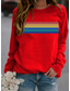 お買い得  レディースＴシャツ-女性用 Tシャツ 虹色 グラフィック デザイン ラウンドネック ベーシック カジュアル トップの グリーン ブラック グレー