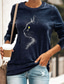 economico T-Shirt da donna-Per donna maglietta Originale Stampa a caldo Gatto Pop art Design Manica lunga Rotonda Giornaliero Stampa Abbigliamento Abbigliamento Originale Essenziale Verde Nero Blu