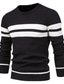 billige genser for menn-Herre Genser Strikke Strikket Stripet Crew-hals Stilfull utendørs Hjem Klær Høst Vinter Svart Blå S M L