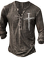 Χαμηλού Κόστους Ανδρικά 3D T-shirts-Ανδρικά Μπλουζάκι Λαιμόκοψη V Δεκαετία του 1950 Μακρυμάνικο Γραφική Cruce Λαιμόκοψη V Causal Καθημερινά Κουμπί-Κάτω Ρούχα Ρούχα Ελαφριά Δεκαετία του 1950 Καθημερινό Μαύρο Ανοικτό Καφέ Σκούρο γκρι