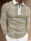 cheap Long Sleeve Polo-Men&#039;s Collar Polo Shirt Golf Shirt Fashion Streetwear Sportswear Long Sleeve Khaki Plaid Collar Outdoor Street Zipper Print Clothing Clothes Fashion Streetwear Sportswear